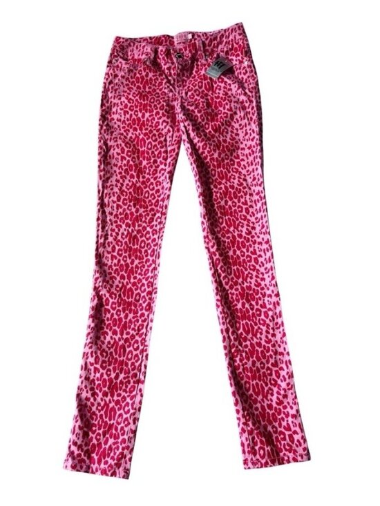 Tripp nyc Denim - Tripp NYC Women's Sz 1 Hot Pink Red Leopard Cheetah Print Skinny Jeans NWT Rare